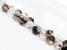 Image de 8x8 mm, perles rondes, pierres gemmes, quartz cerise, brun phoque, à facettes