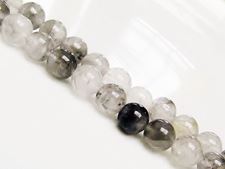 Picture of 8x8 mm, round, gemstone beads, quartz, warm silver grey, natural