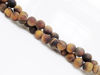 Picture of 6x6 mm, round, gemstone beads, tiger eye, golden-brown, natural, frosted