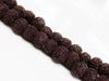Picture of 8x8 mm, round, gemstone beads, lava rock, dyed deep brown