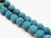 Picture of 10x10 mm, round, gemstone beads, lava rock, dyed green-blue