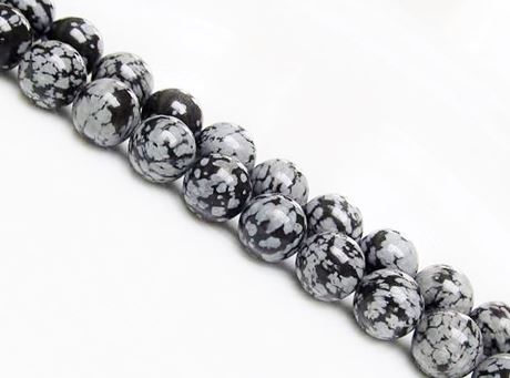 Afbeelding van 10x10 mm, rond, edelsteen kralen, obsidiaan, sneeuwvlok, natuurlijk