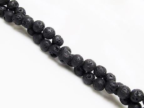 Afbeelding van 6x6 mm, rond, edelsteen kralen, lavasteen, zwart gekleurd, gewaxt