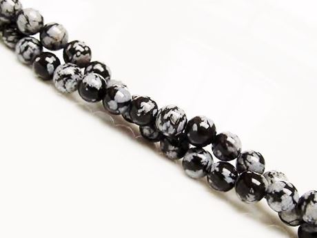 Image de 6x6 mm, perles rondes, pierres gemmes, obsidienne, flocon de neige, naturelle