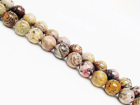 Image de 8x8 mm, perles rondes, pierres gemmes, jaspe léopard ou rhyolite mexicaine, naturelle