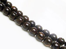 Picture of 8x8 mm, round, gemstone beads, obsidian, russet red banded, natural