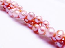 Image de 6-7 mm, ovale, pierres gemmes organiques, perles d'eau douce, rose lilas