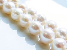 Afbeelding van 9-10 mm, ovale, organische edelsteen kralen, zoetwaterparels, wit