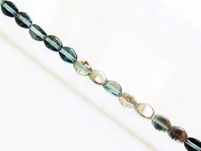 Image de 5x3 mm, toupies Pinch, perles de verre tchèque, bleu turquoise, transparent, partiellement chromé
