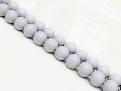 Picture of 8x8 mm, round, organic beads, shell pearl, grey, frosted