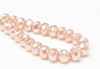 Picture of 6x8 mm, Czech faceted rondelle beads, crystal, transparent, light pink pearlized