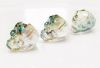 Picture of 14x10 mm, glass bead, faceted skull, crystal, transparent, green iris