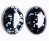 Afbeeldingen van 13x18 mm, ovale, edelsteen cabochons, obsidiaan, sneeuwvlok, natuurlijk