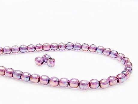 Image de 4x4 mm, rondes, perles de verre pressé tchèque, transparentes, lustre iris rose violet