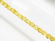 Image de 4x4 mm, perles à facettes tchèques rondes, jaune ambre, transparent