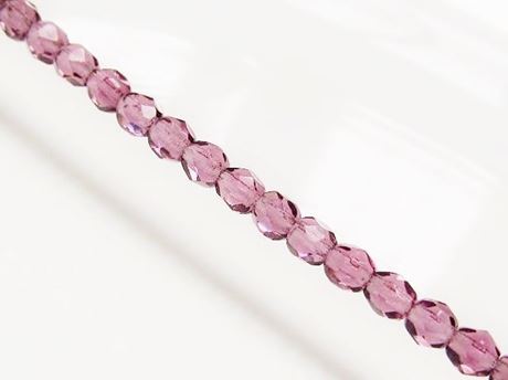 Image de 4x4 mm, perles à facettes tchèques rondes, violet améthyste, transparent
