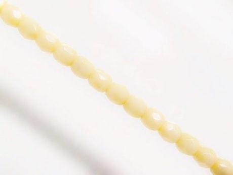 Picture of 3x3 mm, Czech faceted round beads, chalk white, opaque, butter cream white shimmer