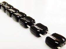 Picture of 6x6 mm, square, Silky beads, Czech glass, 2 holes, black, opaque, glossy