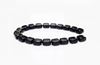 Picture of 6x6 mm, square, Silky beads, Czech glass, 2 holes, black, opaque, glossy