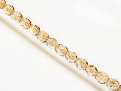 Picture of 4x4 mm, Czech faceted round beads, light Colorado topaz brown, transparent, shimmering