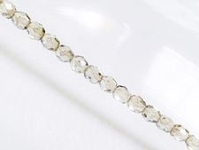 Image de 4x4 mm, perles à facettes tchèques rondes, gris fumé, transparent, chatoyant