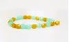 Picture of 4x4 mm, Czech faceted round beads, translucent, opal aqua green and opal yellow