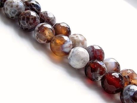 Image de 8x8 mm, perles rondes, pierres gemmes, agate craquelée, brune, à facettes