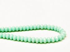 Picture of 3x5 mm, Czech faceted rondelle beads, light turquoise green, opaque