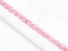 Image de 4x4 mm, perles à facettes tchèques rondes, translucide, rose opale
