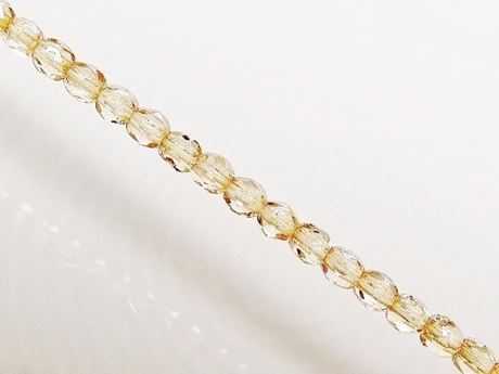 Image de 4x4 mm, perles à facettes tchèques rondes, transparentes, lustrées beige champagne