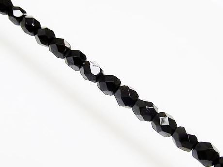 Picture of 6x6 mm, Czech faceted round beads, black, opaque