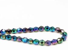 Picture of 6x6 mm, Czech faceted round beads, black, opaque, AB