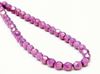 Picture of 6x6 mm, Czech faceted round beads, chalk white, opaque, alexandrite purple luster