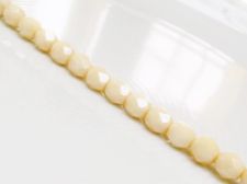 Picture of 6x6 mm, Czech faceted round beads, chalk white, opaque, butter cream white shimmer