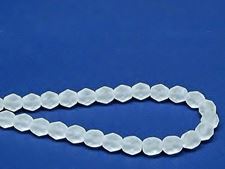 Picture of 6x6 mm, Czech faceted round beads, crystal, translucent, frosted