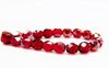 Picture of 6x6 mm, Czech faceted round beads, deep ruby red, transparent, gunmetal luster
