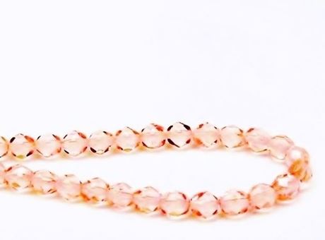 Image de 6x6 mm, perles à facettes tchèques rondes, rose pâle, transparent