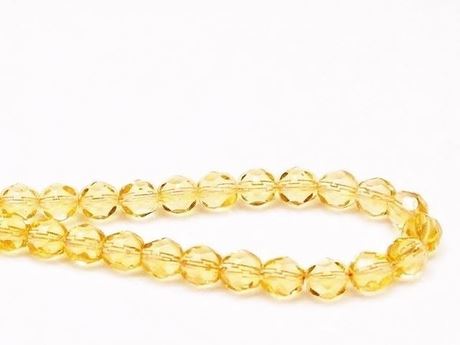 Image de 6x6 mm, perles à facettes tchèques rondes, jaune topaze pâle, transparent