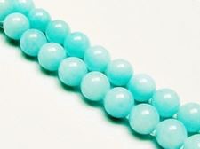 Picture of 10x10 mm, round, gemstone beads, jade, light turquoise green, A-grade