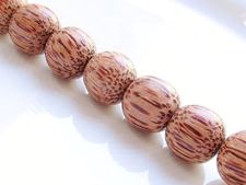 Picture of  15x15 mm, round, organic beads, palm wood, light brown, natural