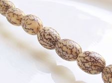 Picture of 10x15 mm, oval, organic beads, areca nut, white, natural
