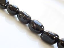 Image de 10-15  mm, perles galets ovales, pierres gemmes, agate, naturelle, teintée noir-brun, taillé à la main