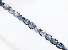 Image de 3x3 mm, perles à facettes tchèques rondes, bleu gris pâle, transparent, lustre partiel valentinite