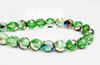 Picture of 8x8 mm, Czech faceted round beads, medium spring green, transparent, half tone 'vitrail' mirror