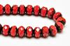 Image de 6x8 mm, perles à facettes tchèques rondelles, rouge Crayola, opaque, travertin