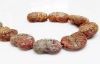 Picture of 17x13 mm, Czech druk beads, flat oval-shaped nautilus, earth tones, opaque, antique travertine, matte, 6 pieces