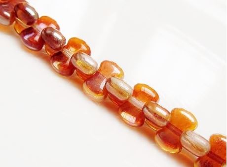 Picture of 6x8 mm, CoCo, Czech druk beads, crystal, transparent, apricot cream orange luster
