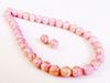 Picture of 6x6 mm, round, Czech druk beads, chalk white, opaque, light topaz pink luster