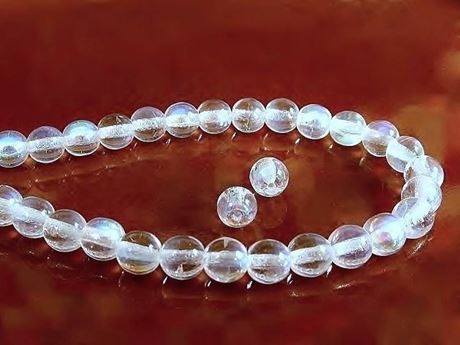 Picture of 6x6 mm, round, Czech druk beads, crystal, transparent, AB