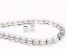 Image de 6x6 mm, rondes, perles de verre pressé tchèque, transparentes, lustrées bleu gris pâle